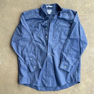 LL Bean Mens Button Down Shirt Size 16 1/2 - 33 Blue Wrinkle Resistant